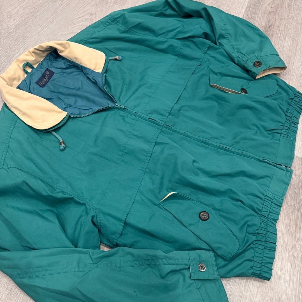Vintage Rivage Men's Green Full Zip Casual Everyday Spring Bomber Jacket Size L - Picture 7 of 11